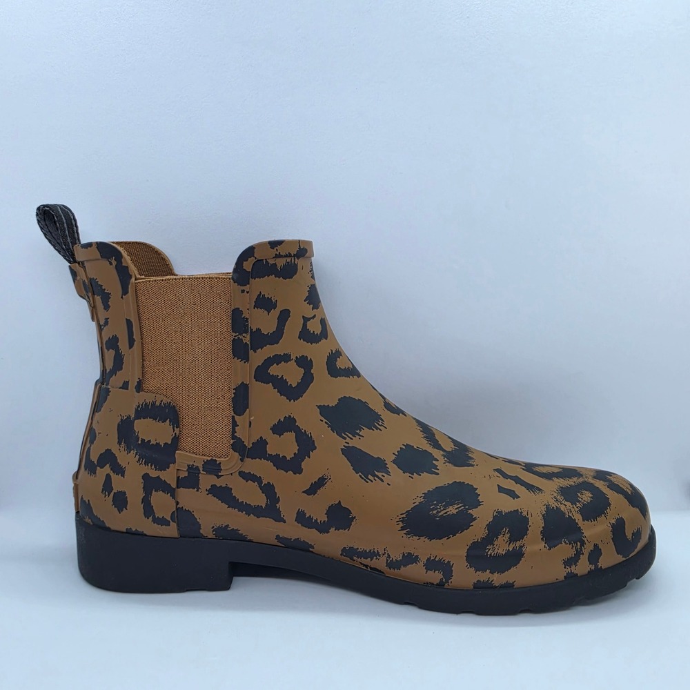 Hunter Original Leopard Print Chelsea Boots Brown Black WFS2026RMA Womens 9 - Picture 11 of 12